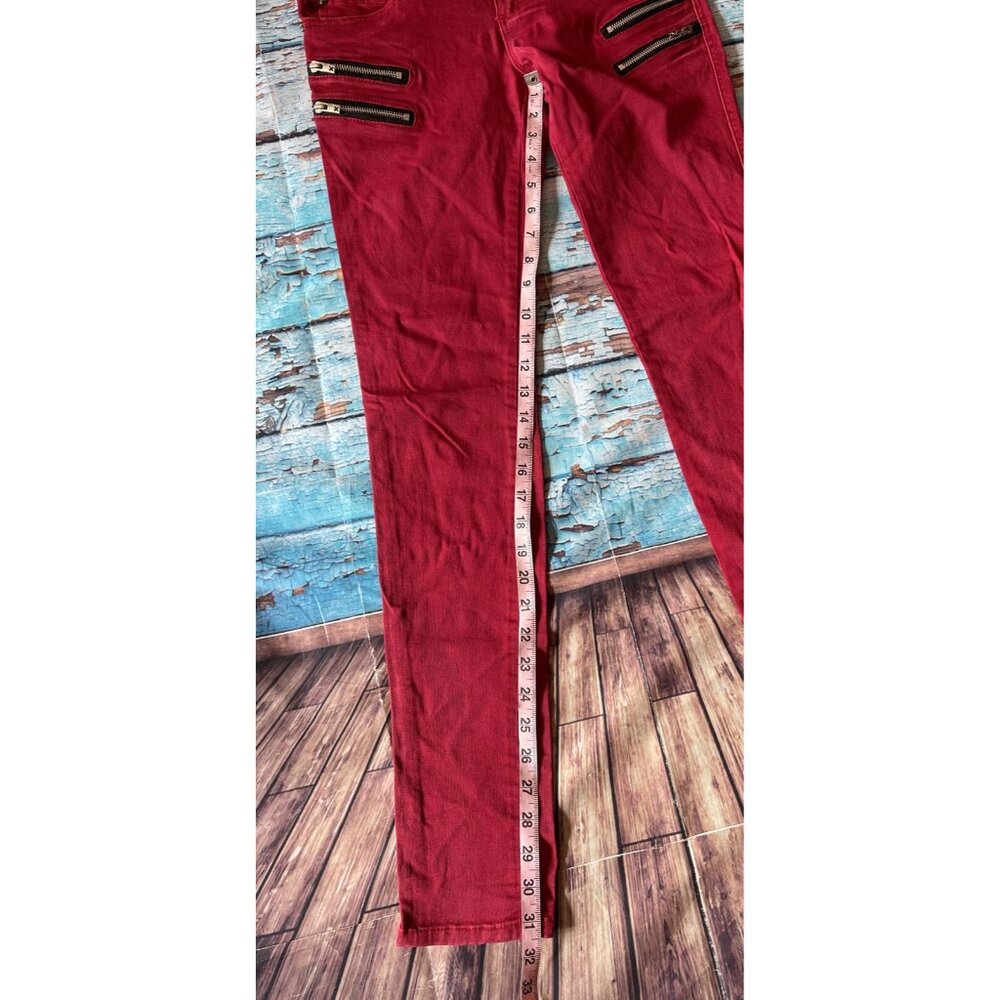 TRIPP NYC Pants WOMENS Size 3 Skinny Red Zipper Pockets Goth Punk - Picture 5 of 7